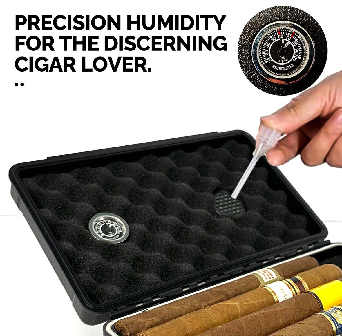 Cigar Case Box Travel Humidor Double Sided Cutter Stand Hygrometer 5 or 10 Cigar