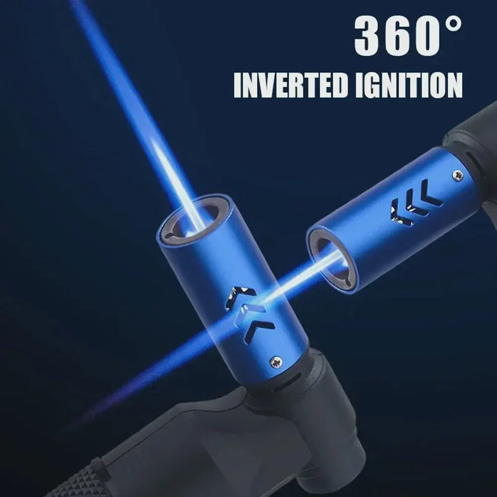 Torch Lighter Windproof Straight Torch Blue Flame Lighter Desktop Jet-Flame Lighter 1300°C for Outdoor BBQ Baking