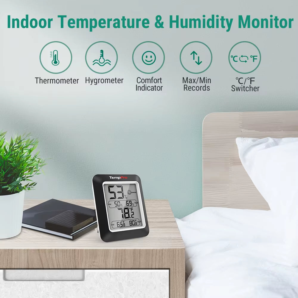 Temppro A50 Digital Hygrometer Indoor Thermometer Room Thermometer and Humidity Gauge with Temperature Humidity Monitor