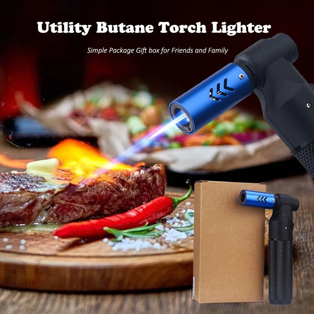 Torch Lighter Windproof Straight Torch Blue Flame Lighter Desktop Jet-Flame Lighter 1300°C for Outdoor BBQ Baking