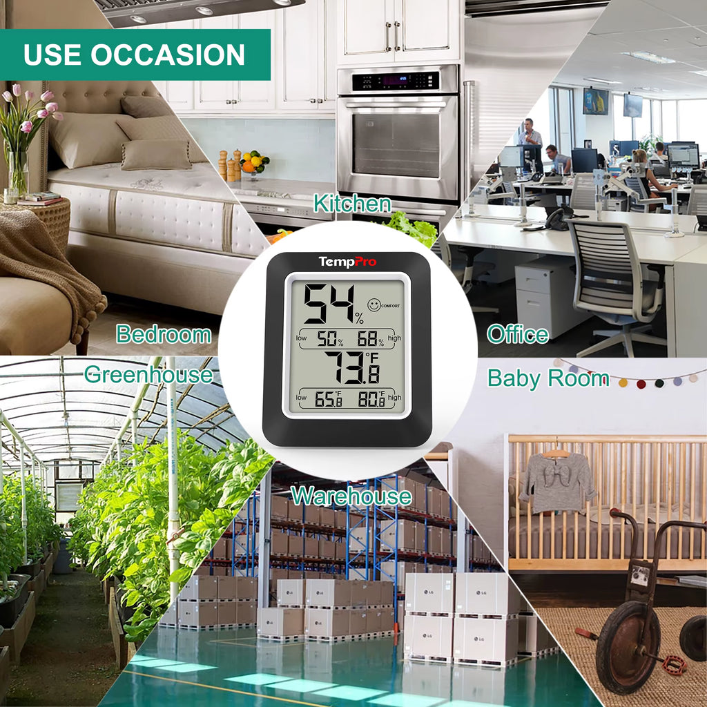 Temppro A50 Digital Hygrometer Indoor Thermometer Room Thermometer and Humidity Gauge with Temperature Humidity Monitor